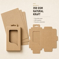 Boîte tiroir personnalisée en papier kraft avec fenêtre transparente pour étui de téléphone, emballage de vente en gros écologique avec languette de suspension, ODM OEM
