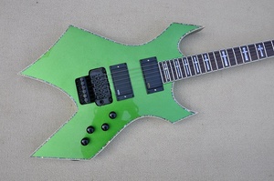 Guitarra Flyoung de Metal Verde con Forma Inusual, Guitarra Personalizada de Fábrica, Guitarras de Lujo - Product Image 2