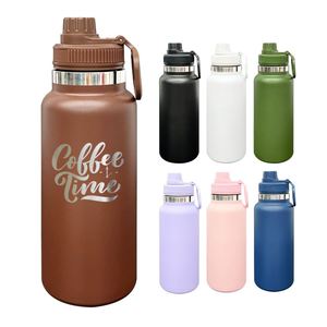 Bouteille d'eau isotherme en acier inoxydable à large ouverture, revêtement poudré, 32 oz, anti-fuite, pour le sport et les voyages, idéale pour la gravure laser - Product Image 1