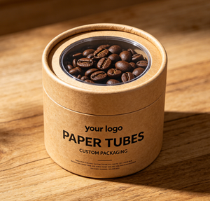 Custom Kraft Paper Tube With Clear Lid For Coffee Beans Recyclable Packaging Four-Color Printing Available - Product Image 1