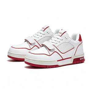 Chaussures de skate unisexes de style européen, baskets décontractées à tige basse avec logo personnalisé, dessus en cuir véritable et empeigne en mesh. - Product Image 5