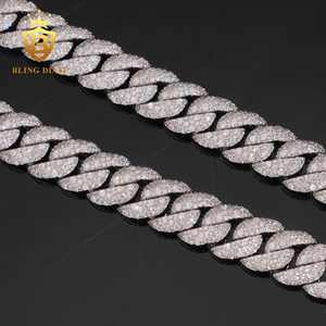 Promo <span class=keywords><strong>Fashion</strong></span> Rantai Cuban 15mm Perak 925 Berlapis Moissanite Perhiasan Mewah VVS Moissanite Gaya HipHop Lolos Tes Berlian dengan GRA - Product Image 3