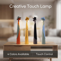 Lampe de bureau à commande tactile avec figurine mignonne, veilleuse LED à 3 niveaux de luminosité, lampe d'appoint esthétique pour la décoration de la chambre