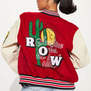 Custom <b>Women</b> Varsity <b>Jacket</b> Stand Collar <b>Lightweight</b> Breathable Canvas Winter Printed Multi Color - Product Image 2