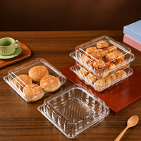 Boîte en plastique PET transparente jetable en gros pour aliments, emballage à clapet pour gâteaux et pâtisseries pour boulangerie