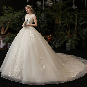 Wedding Dress Strapless Off Shoulder Spaghetti Strap Lace Natural Waistline Simple French Style Floor Length Bridal Gown - Product Image 3