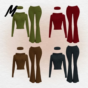 2025 autunnale da donna giacca con cerniera con Logo personalizzato con cappuccio e <span class=keywords><strong>pantaloni</strong></span> svasati Set completo 2 pezzi Set abbigliamento donna - Product Image 1