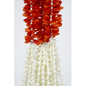 Artificial Orange Flower Garland with <b>White</b> Pearl Tassels Decorative <b>Hanging</b> Mala for Wedding Festival Temple Decor - Product Image 2