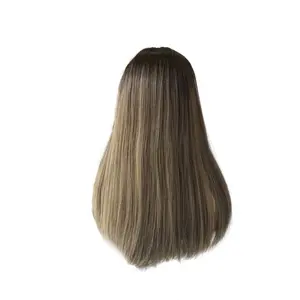 100% European Russian Or Slavic Hair Big Layer Lace Top Jewish Wig Kosher Wigs Brown Highlights European Kosher Wig