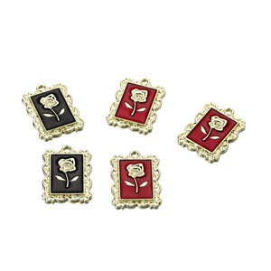 Alloy Rose Flower Themed Pendant With Oil Dripping Process For Everyday Wear Unisex Charm - Product Image 2