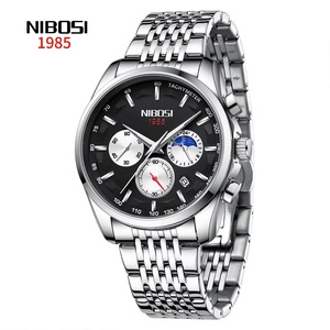 Montre-bracelet analogique à quartz de luxe pour homme Drioshipping, classique, en acier inoxydable noir, résistante à l'eau 100M, montre de mode - Product Image 5