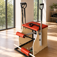 Chaise Wunda de Pilates en bois d'érable avec pédale réglable, combo de stabilité, ressorts et poignées pour usage domestique, salle de sport ou studio