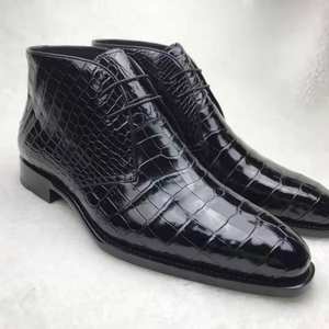 Goodyear bottes de luxe pour hommes Top qualité en cuir de crocodile véritable <span class=keywords><strong>bottines</strong></span> homme talon fait à la main Alligator chaussures habillées personnalisées hommes - Product Image 2