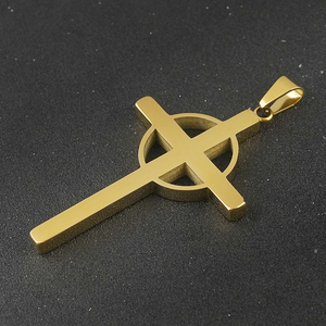 Stainless Steel Simple Cross With Circle Pendant Men Women Gold Silver Jesus Christ Religious Crucifix Necklace Charms Jewelry - Product Image 3