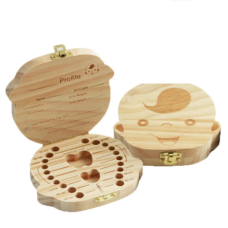 Natural Wood Crafts Boys Girls Gifts Baby First Tooth Lanugo Saver Kids Teeth Wooden Box