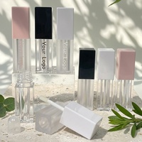 Tube de gloss à lèvres transparent CY057 5ml, emballage élégant, tubes de gloss à lèvres avec petit pinceau, flacon carré givré, rouge à lèvres liquide