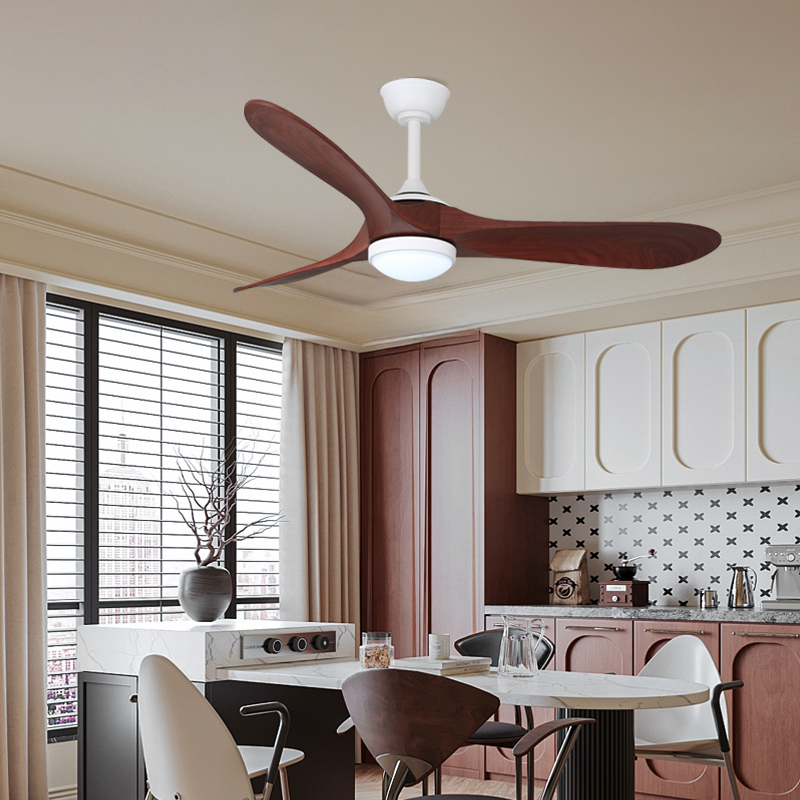 Modern Minimalism 3 Blades ABS LED Ceiling Fan Lamp Silent Remote Chandelier for Livingroom Dining Fan Light Adjustable Height