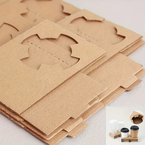 Supports de tasses en <span class=keywords><strong>carton</strong></span> biodégradables personnalisés pour café, vente en gros d'usine, écologiques, pour thé à bulles Boba, supports de tasses en papier à paroi simple - Product Image 3