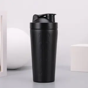 Botol pengocok Stainless Steel 750ml bebas BPA botol pengocok Protein Gym dinding tunggal dengan bola pencampur Logo kustom