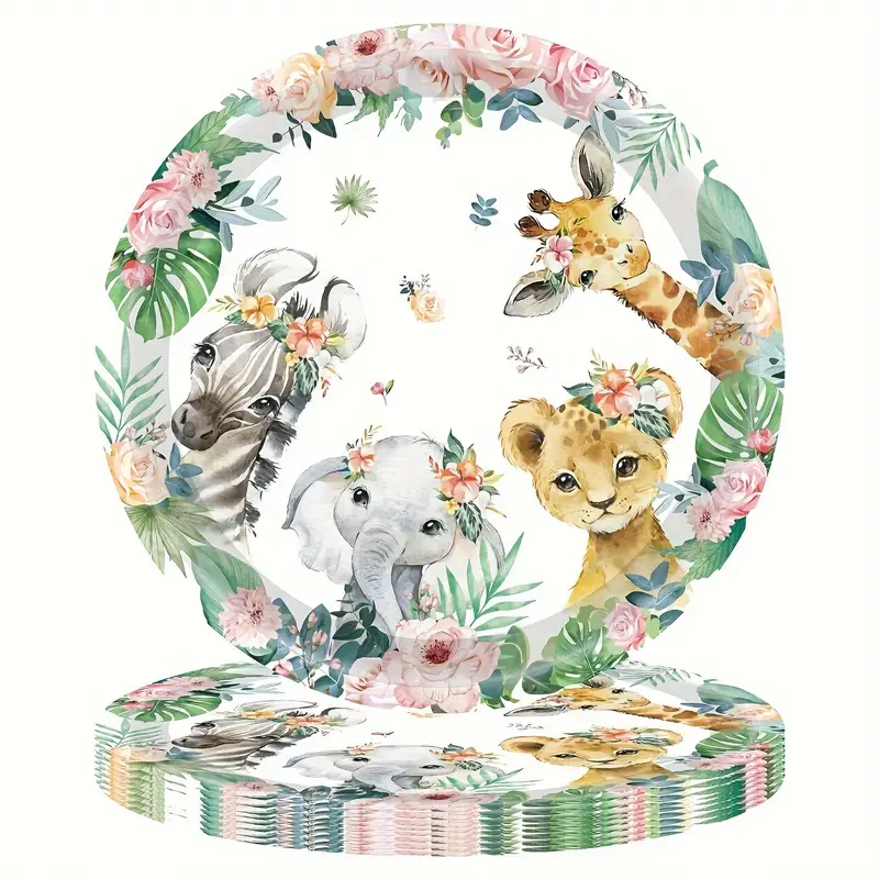 Baby Girl Safari Baby Shower Plates And Napkins Jungle Baby Shower