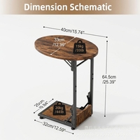 Table basse moderne pliable en forme de C, structure en métal, plateau en bois massif, meubles pour la maison, salon