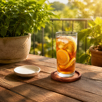 Sous-verres modernes écologiques en bois d'acacia, ronds de 5 pouces, pour protéger les boissons sur la table basse
