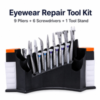 Kit d'outils de réparation de lunettes en gros avec poignée en caoutchouc antidérapante, pince et tournevis anti-transpiration pour magasin d'optique/clinique