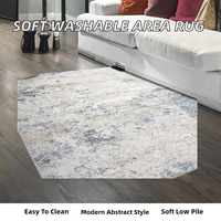 Area Rug 8x10 Abstract Large Soft Indoor Washable Polyester Machine Made Neutral Modern Low Pile Farmhouse Beige Blue Living