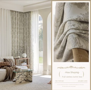 Chenille Polyester Luxuriöser Cremefarbener Moderner Hochverdunkelnder Umweltfreundlicher Ganzjahres-Vorhang mit Eingebauter Kordel Anpassbar - Product Image 4