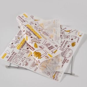Custom Logo Printed Food Grade PE Coated Greaseproof Parchment <b>Paper</b> Single Side <b>Burger</b> Sandwich <b>Wrapping</b> Hamburger <b>Paper</b> - Product Image 3