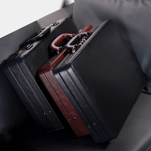 Wetrust 15 inch 16 ''màu đen nâu da xử lý cặp tiền trường hợp Attache ngắn gọn trường hợp cặp với mã khóa - Product Image 2