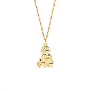 도매 사용자 정의 크리스마스 트리 목걸이 18K 금도금 스테인레스 스틸 빈 펜던트 레이저 조각 DIY 선물 - Product Image 6