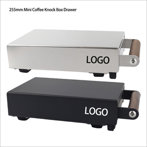 Accessoires de barista : Mini porte-filtre à expresso carré réutilisable en acier inoxydable avec poignée en bois et tiroir à café pour les résidus - Product Image 1