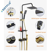 Système de douche de salle de bain carré Senducs noir or mitigeur de bain robinet de salle de bain chaud et froid ensemble de douche thermostatique
