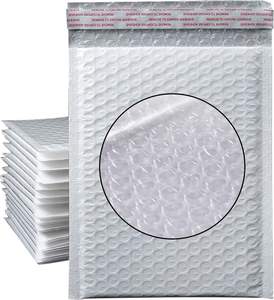 Enveloppes à bulles 9,5 x 13,5 pouces, paquet de 100, blanches, en polyéthylène non toxique, épaisseur 0,5 mil, sérigraphiées, rembourrées, auto-adhésives pour l'expédition - Product Image 1