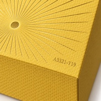 Boîte à parfum rigide avec couvercle, en papier texturé spécial, logo personnalisé A3321-Y19, 10x10x14cm, insert en mousse surélevé, dorure brillante