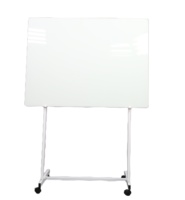 Tableau blanc mobile magnétique pliable double face effaçable à sec, surface laquée/émaillée, cadre en métal aluminium