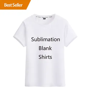 2021 Großhandel O-Ausschnitt T-Shirt Kurzarm Print Logo Weiße Sublimation Rohlinge Hemden