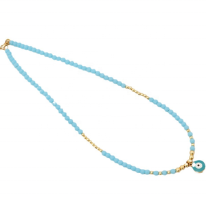 Estilo Retro bohemio creativo Ojo del diablo con cuentas de cristal de acero inoxidable Chapado en Pvd 18K oro con cuentas collar de moda hecho a mano - Product Image 1