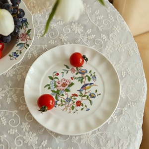 Offre Spéciale – Assiettes en Céramique Traditionnelles Chinoises de 8 Pouces à Motifs Floraux et Oiseaux, Bord Festonné, <span class=keywords><strong>pour</strong></span> Dîner, Desserts et Gâteaux à Domicile - Product Image 3