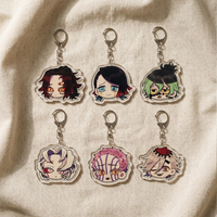 Porte-clés en acrylique transparent personnalisé avec impression d'anime, paillettes, charme de dessin animé, porte-clés artisanal en acrylique
