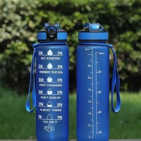 Bouteille de sport en plastique écologique imperméable de 32 oz (1000 ml) avec paille, grande capacité, pour voyages, école, extérieur, adultes