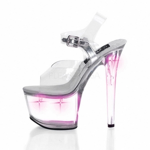 Sandali Sexy con Tacco Alto 17 cm in Cristallo Nero Lucido, Antiscivolo e Resistenti all'Usura, per Pole Dance - Product Image 3