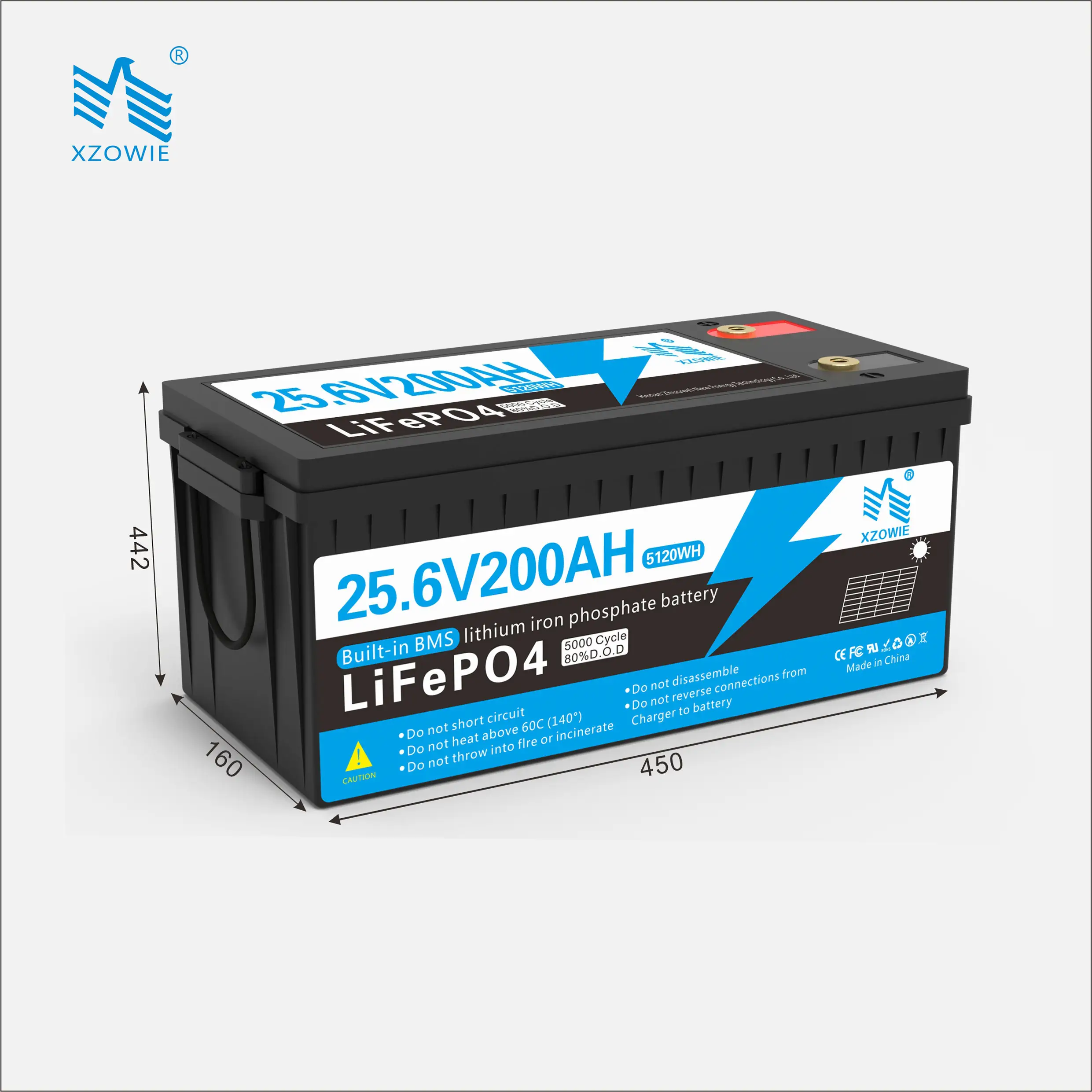 Batterien 24 Volt 100 Amperstunde Lithium-Einzellenbatterie 48 V 200 Ah Lifepo4 Lithiumbatterie
