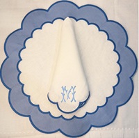 Couleur unie 100% coton lin fusionné festonné Design napperons pour Table à dîner meilleure vente Resort hôtel napperons réutilisables