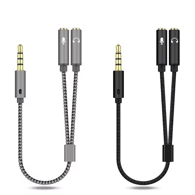 Headset Splitter 3.5mm Audio+Mic Stereo Headphone Splitter Audio 3.5mm 4 Pole Jack Y Cable for PS4,PC Gaming Headset