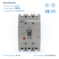 Disjoncteur Eaton BZM 100A 3P 25kA à déclenchement thermomagnétique 400V AC, boîtier plastique, pour distribution d'énergie électrique