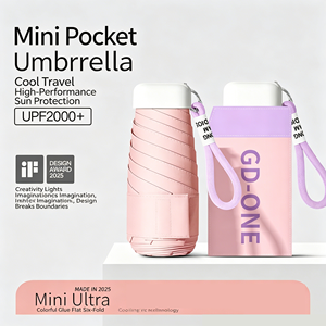Nouveau parapluie solaire compact moderne minimaliste à <span class=keywords><strong>6</strong></span> plis avec couleurs contrastées, protection UV, portable, double usage, pour les <span class=keywords><strong>jours</strong></span> ensoleillés et pluvieux - Product Image 6