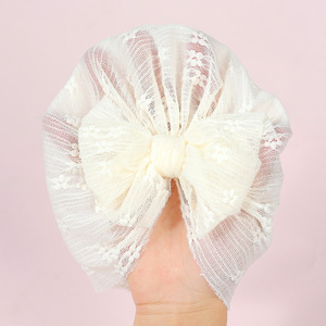 Cappello per bambini all'ingrosso primavera estate sottile da ragazza traspirante in maglia di fiori cappello per bambina carino cappello tinta unita con fiocco - Product Image 5