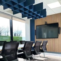Panneaux acoustiques linéaires modernes en polyester durable pour hôtels, écoles et appartements.